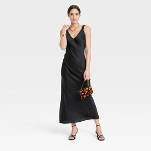 NWT A New Day V-Neck Black Slip Dress